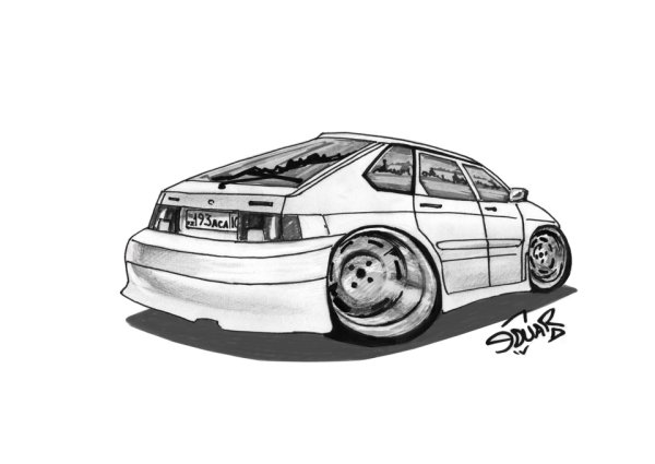 Раскраска Приора заниженная