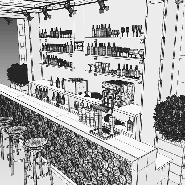Скетч интерьера кафе