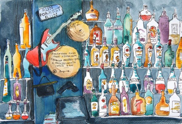 Цветные рисунки в бар