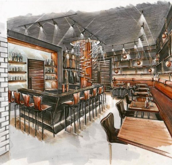 Зарисовки интерьера кафе