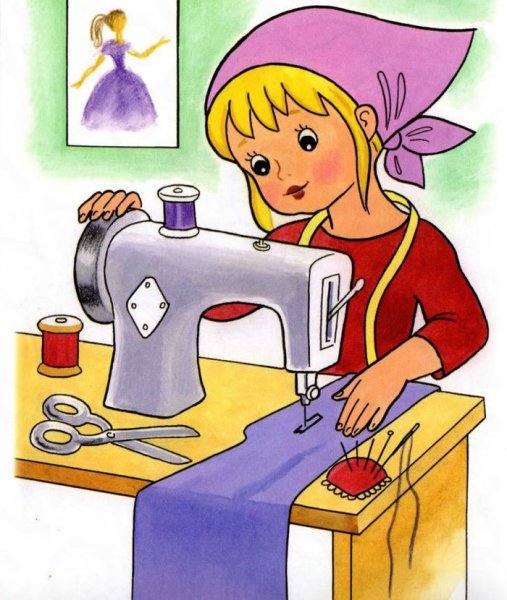 Девочка шьет