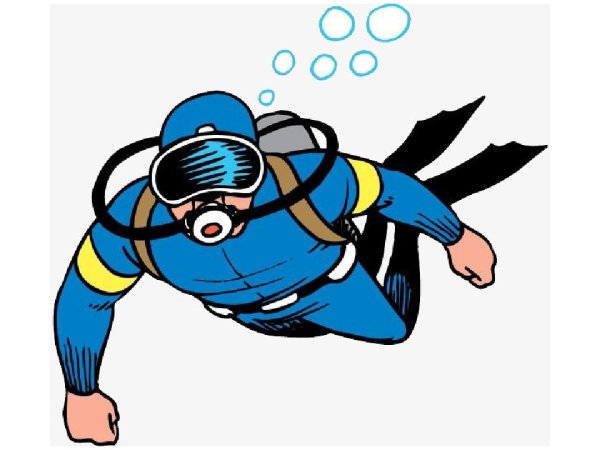 Аквалангист на прозрачном фоне