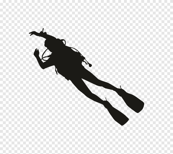 Аквалангист вектор силуэт