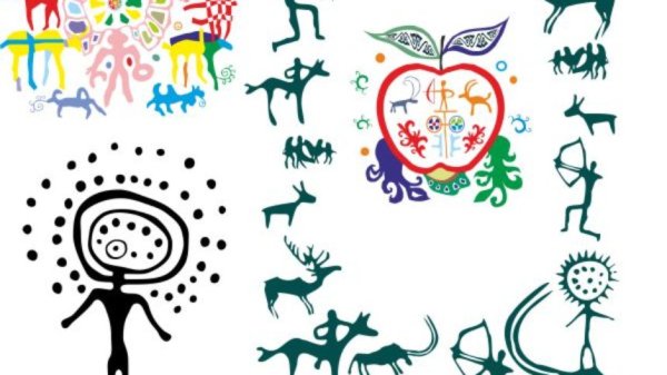 Петроглифы Кыргызстана вектор человек