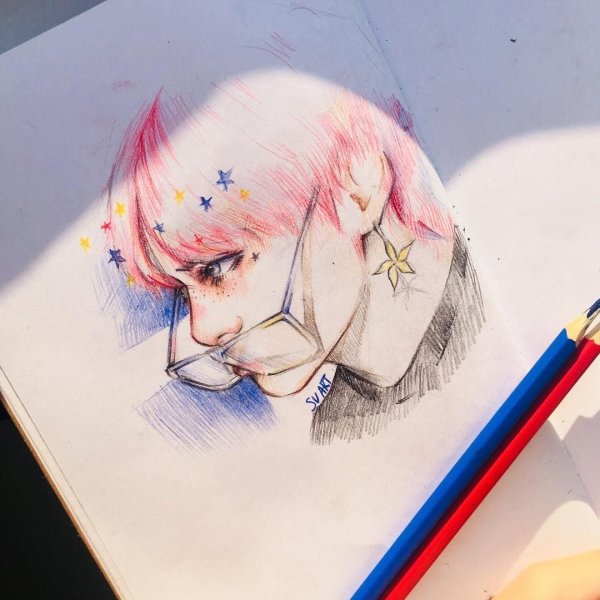 Рисунок Тэхена из БТС краской