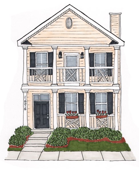 Нарисовать двухэтажный дом