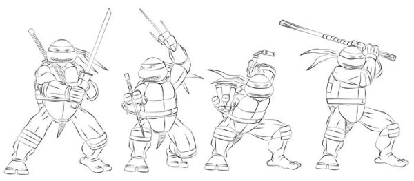 Черепашки ниндзя раскраска цветная