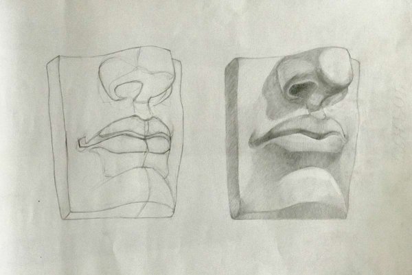 Губы Давида гипс гризайль