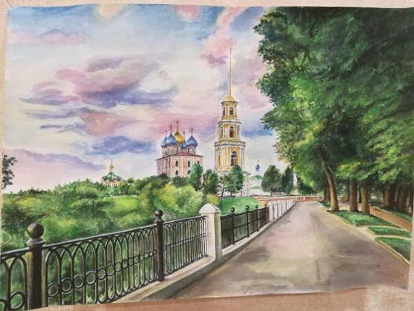 Рязанский Кремль набережная акварелью