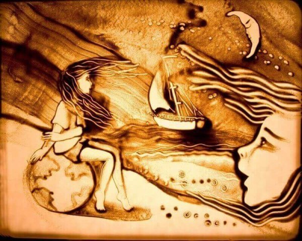 Ксения Симонова рисование на песке