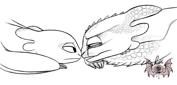 Раскраска Беззубика и дневной фурии