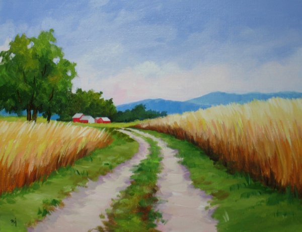 Летний пейзаж гуашью