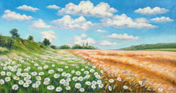 Льняное поле в живописи