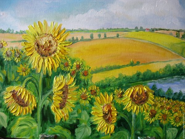 Ван Гог Подсолнухи поле