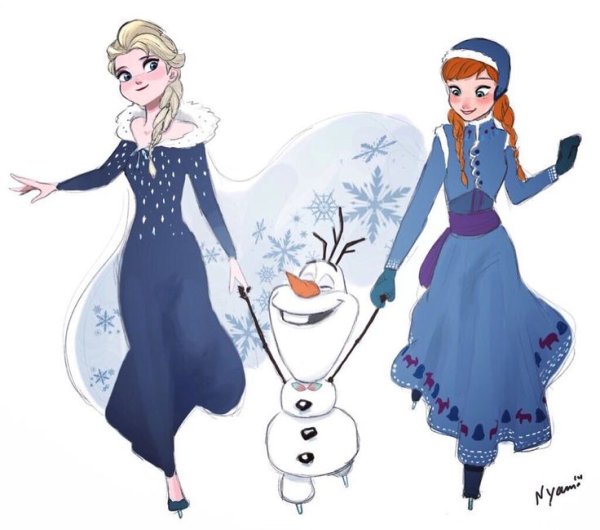 Эльза и Анна на коньках