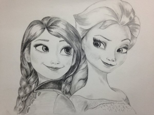 Эльза и Анна срисовать