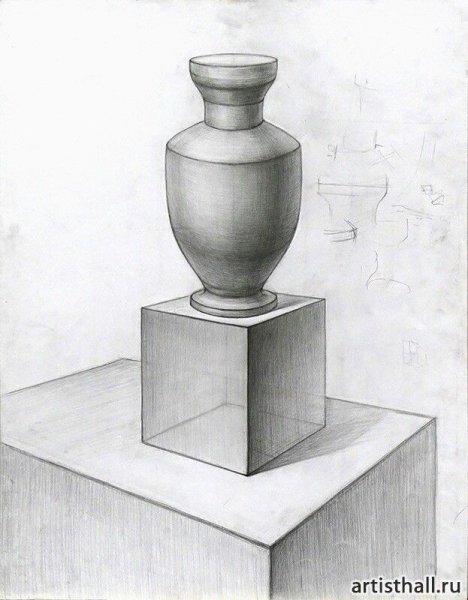 Объемная ваза карандашом