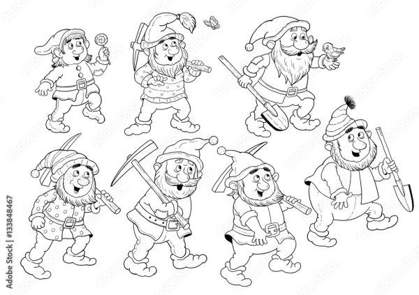 Найди и раскрась Гномы