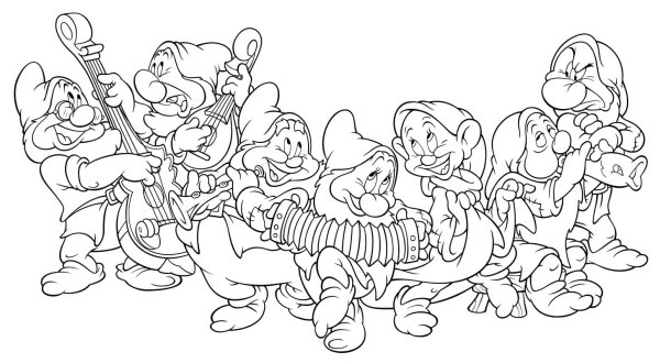 Раскраски семь гномов Дисней