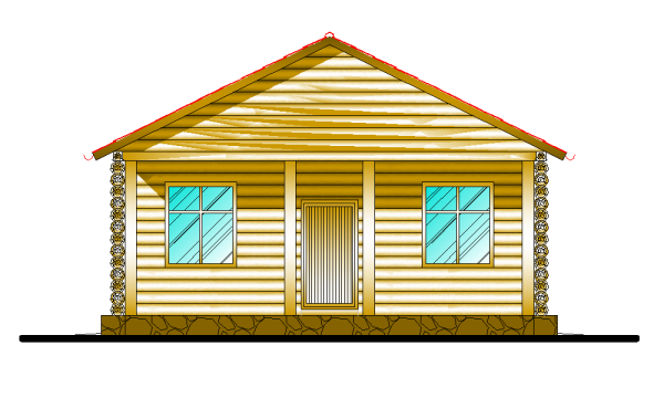 Нарисовать деревянный дом