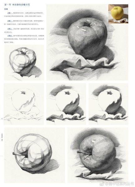 Этапы рисования яблока карандашом