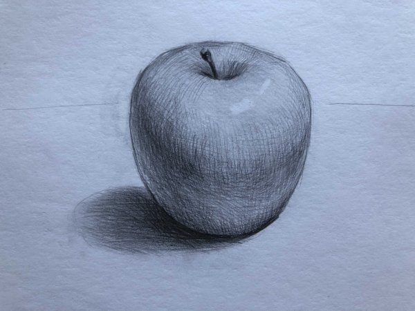 Яблоко штриховка карандашом