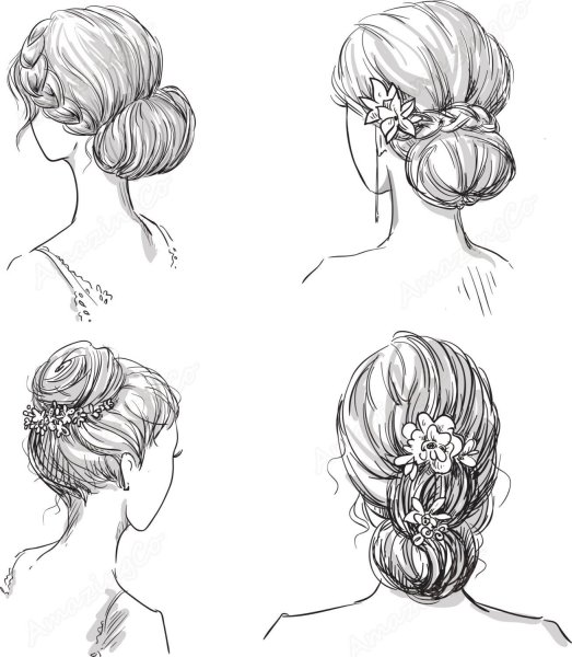 Свадебная прическа карандашом