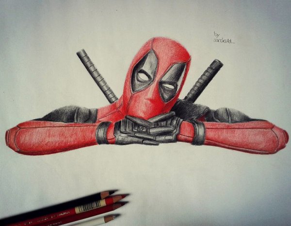 Дэдпул рисунок для срисовки
