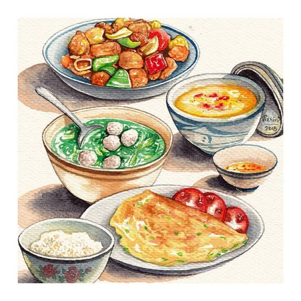 Разные блюда нарисованные