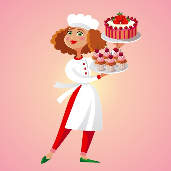 Девочка кондитер с тортиком