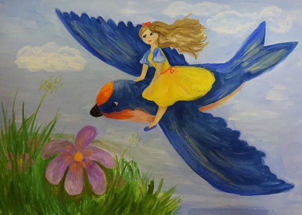 Рисунок к сказке Андерсена Дюймовочка