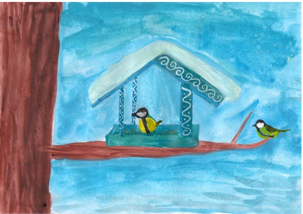 Детские рисунки к Синичкину Дню