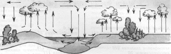 Нарисовать схему возникновения ветра