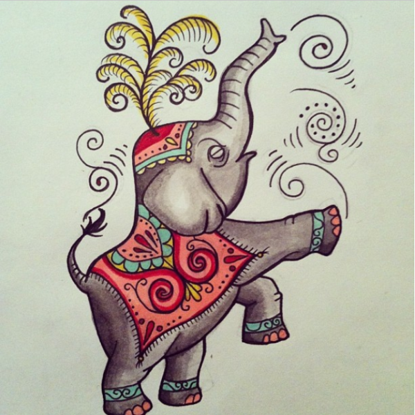 Индийский слон рисование