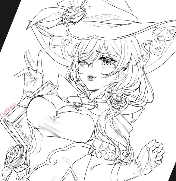 Райден Геншин черно белый