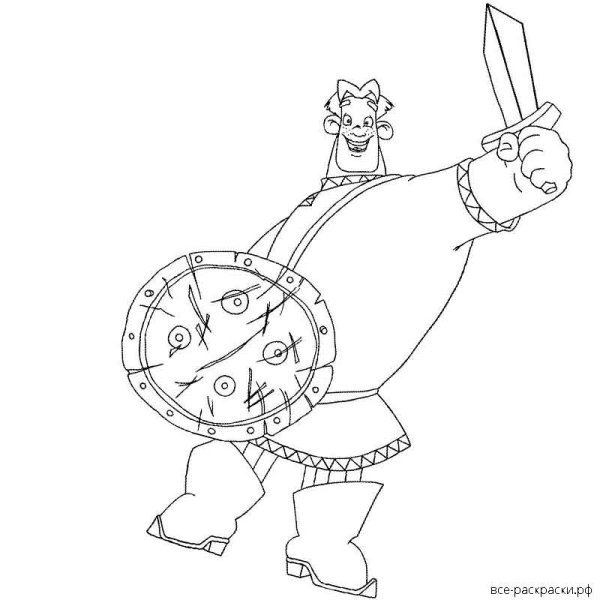 Раскраска богатырь Алеша Попович