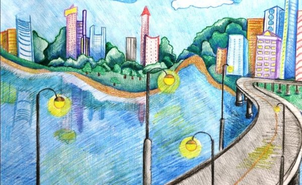 Город будущего рисунок