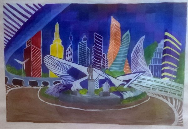 Город будущего рисунок