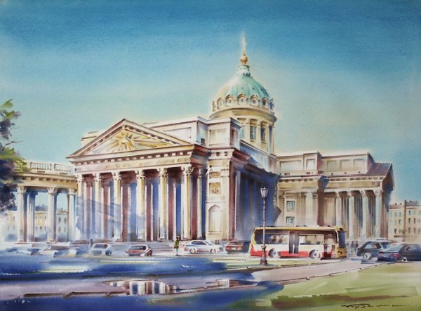 Константин Кузема акварель Исакиевский собор