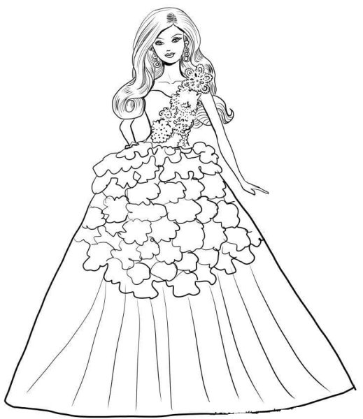 Кукла Барби разукрашка