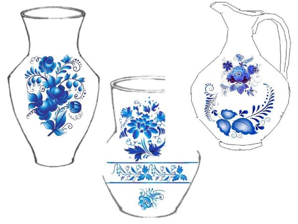 Роспись кувшинчиков рисование старшая группа Гжель