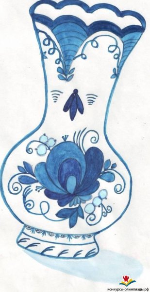 Гжельская посуда рисование
