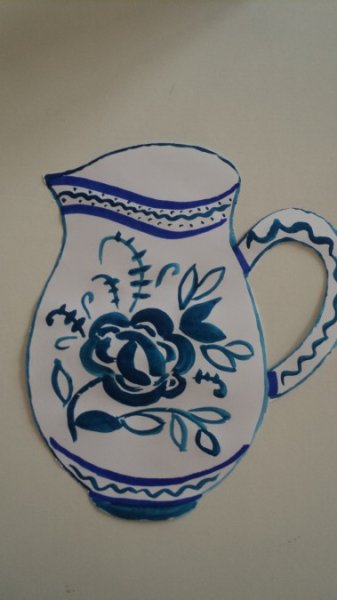 Рисунок вазы с гжельской росписью