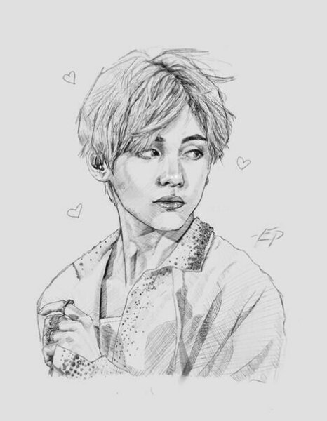 BTS карандашом Тэхен