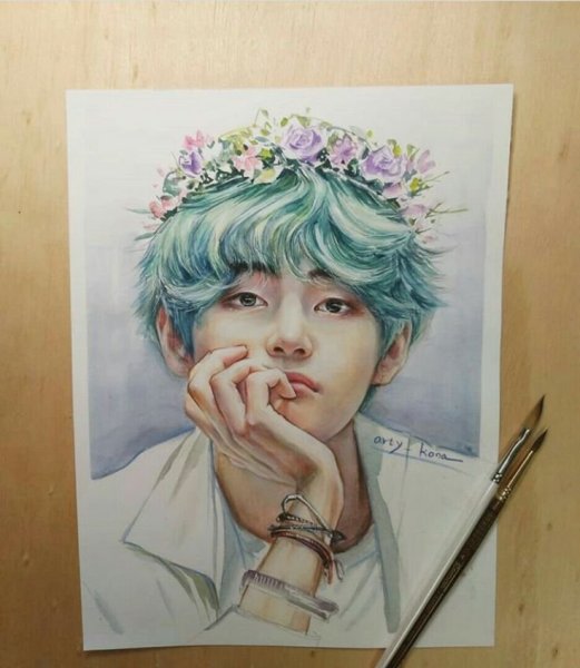 БТС акварелью Тэхен