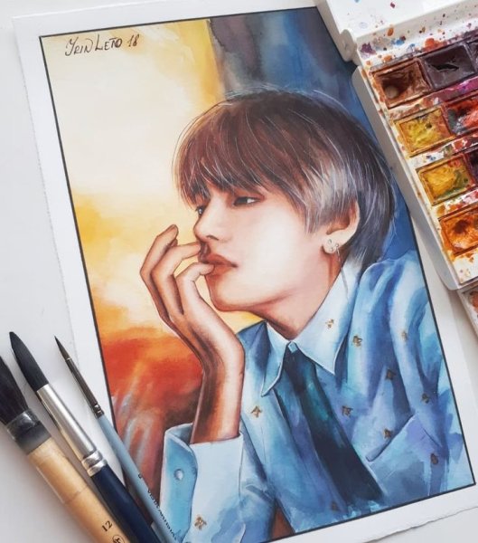 Портреты БТС акварелью