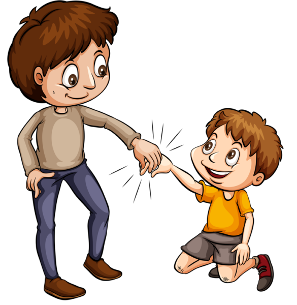 Мальчик мультяшка помогает