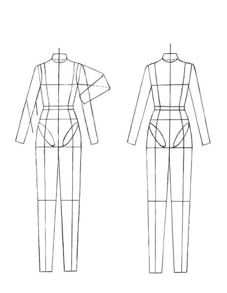 Технический рисунок платья вид спереди и сзади