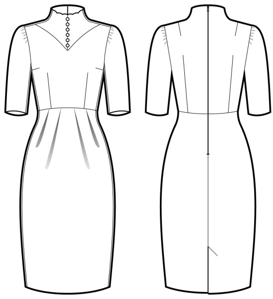 Мужское пальто технический рисунок