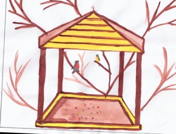 Кормушка для птиц рисунок